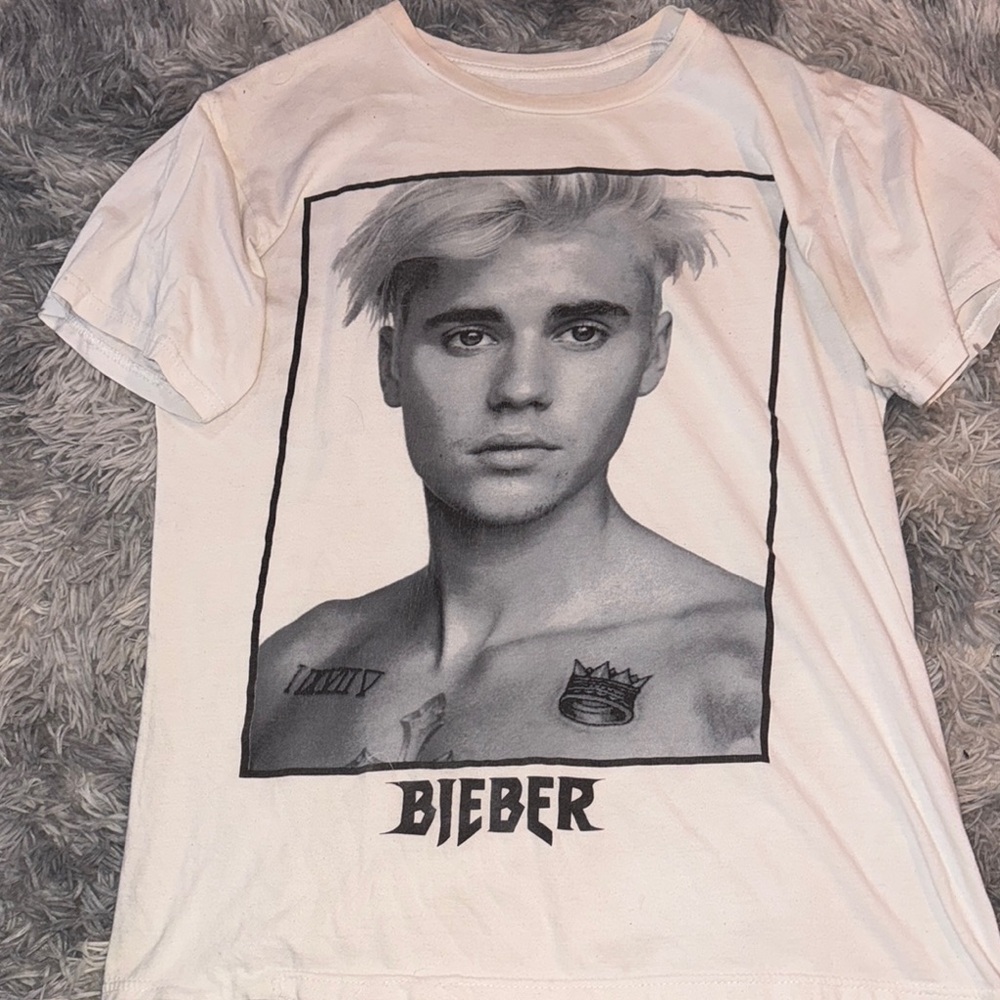 Justin Bieber White Short Sleeve Tee